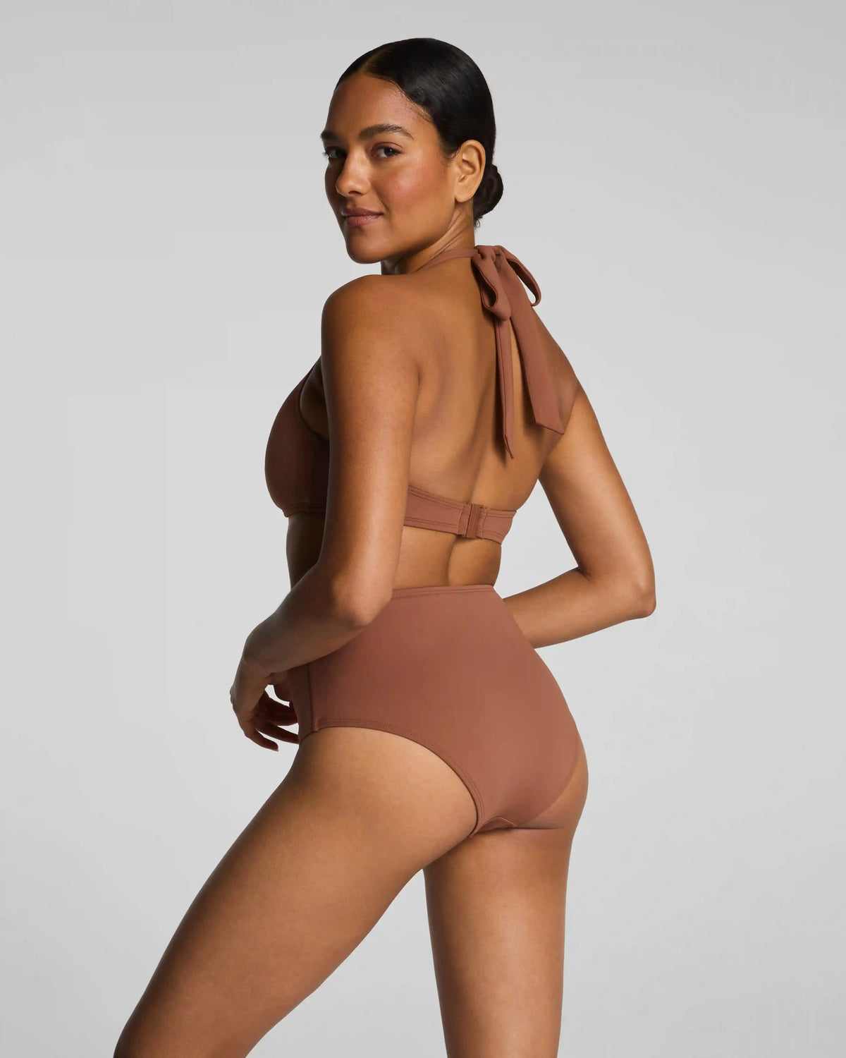 SPANXshape® Swim Halter Bikini Top | Caraway